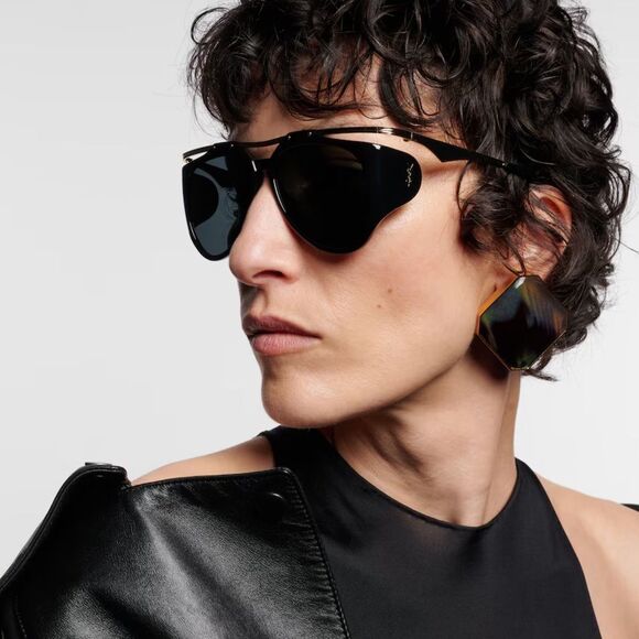 BRAND NEW SAINT LAURENT Sunglasses SL M137 Amelia 001 Black Gold Women - Picture 3 of 13